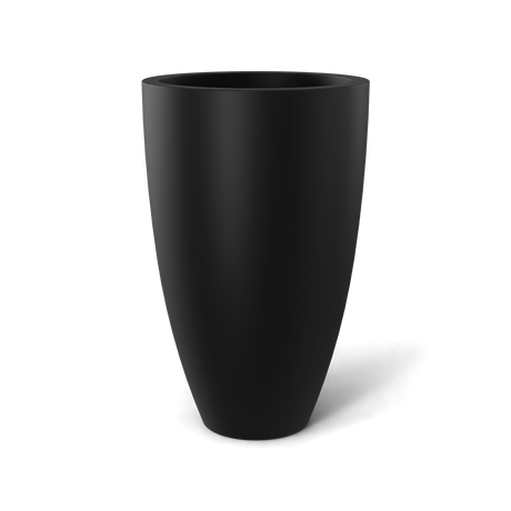 Brannan tapered round fiberglass planter in Matte Black, studio render