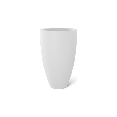 Brannan tapered round fiberglass planter in Matte Bright White