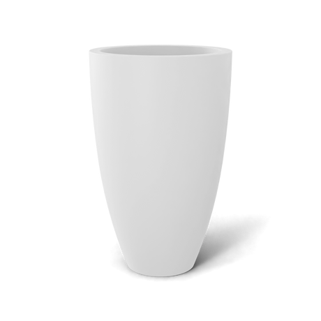 Brannan tapered round fiberglass planter in Matte Bright White, studio render