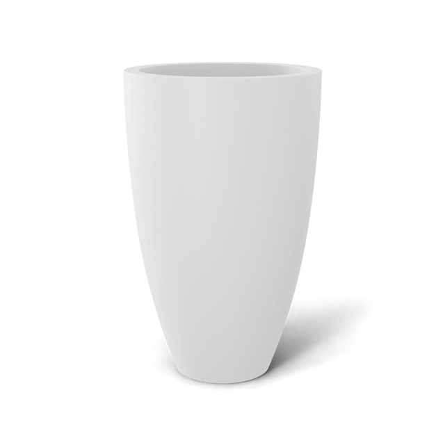 Brannan tapered round fiberglass planter in Matte Bright White, studio render