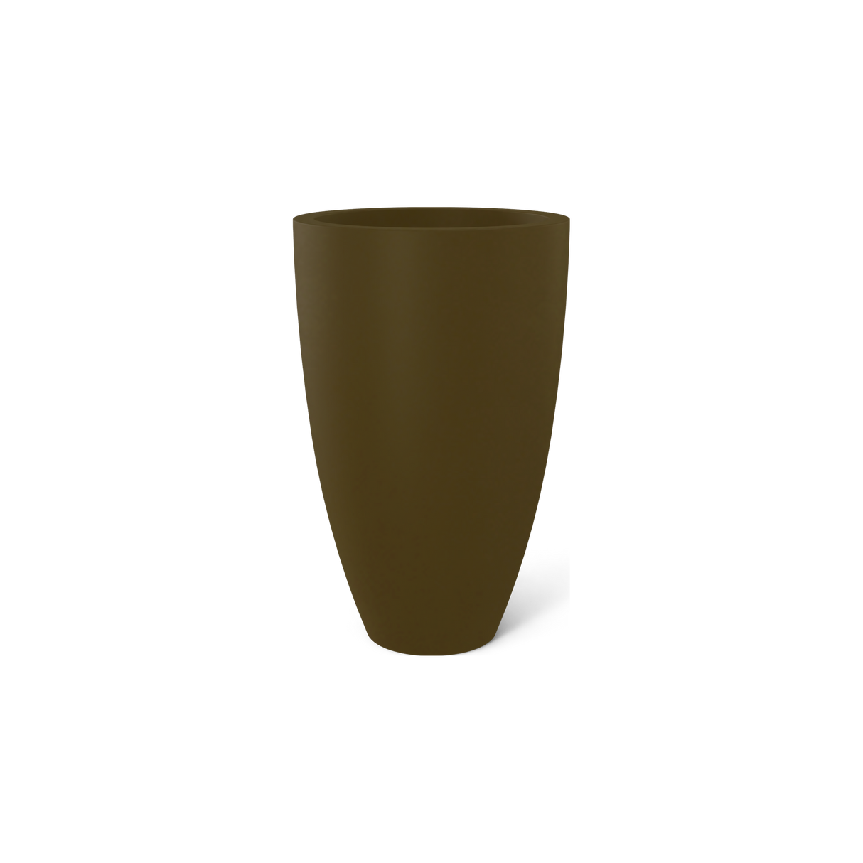 Brannan tapered round fiberglass planter in Matte Bronze