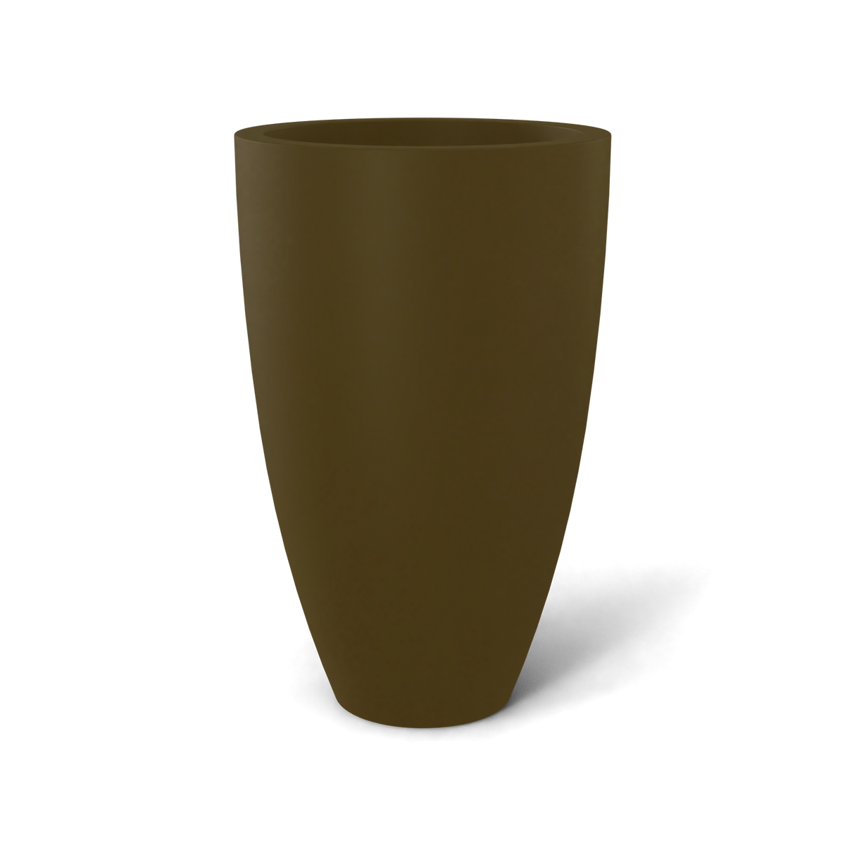 Brannan tapered round fiberglass planter in Matte Bronze, studio render