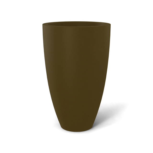 Brannan tapered round fiberglass planter in Matte Bronze, studio render