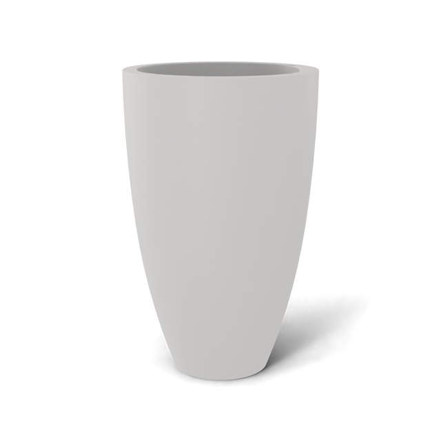 Brannan tapered round fiberglass planter in Matte Cement Grey, studio render