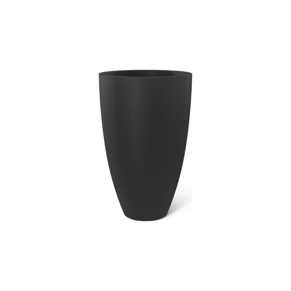 Brannan tapered round fiberglass planter in Matte Charcoal