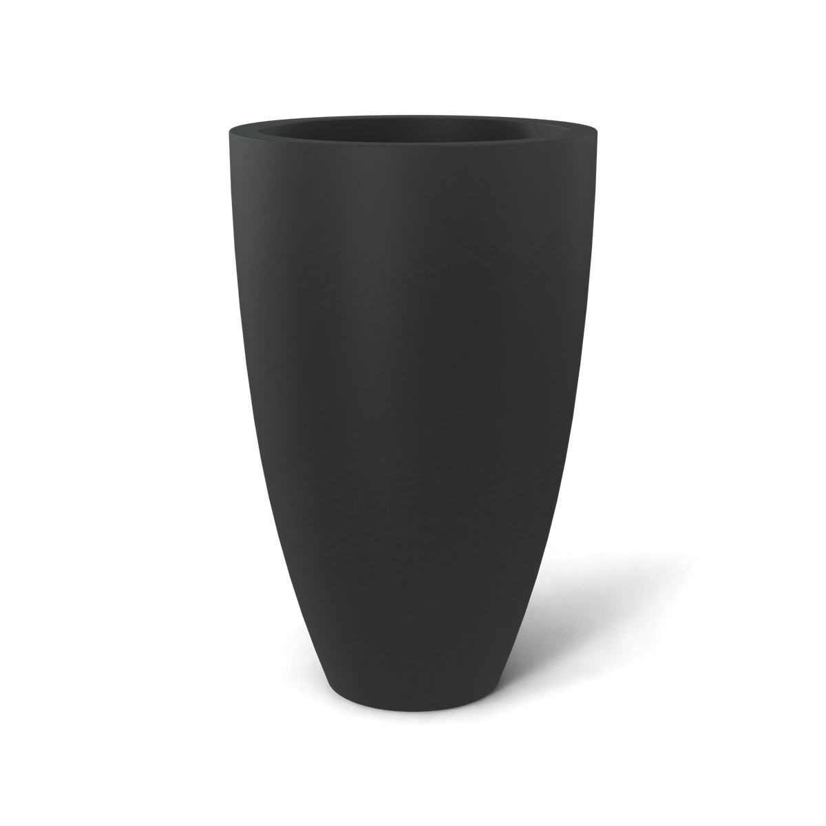 Brannan tapered round fiberglass planter in Matte Charcoal, studio render