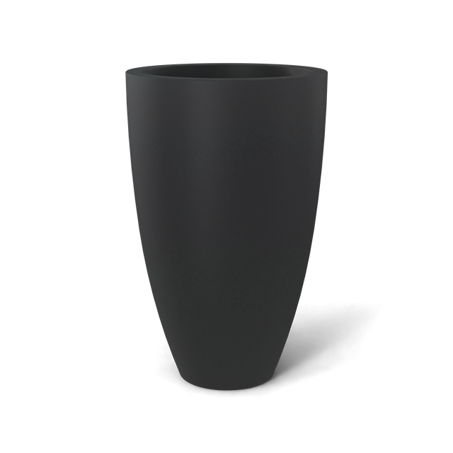 Brannan tapered round fiberglass planter in Matte Charcoal, studio render
