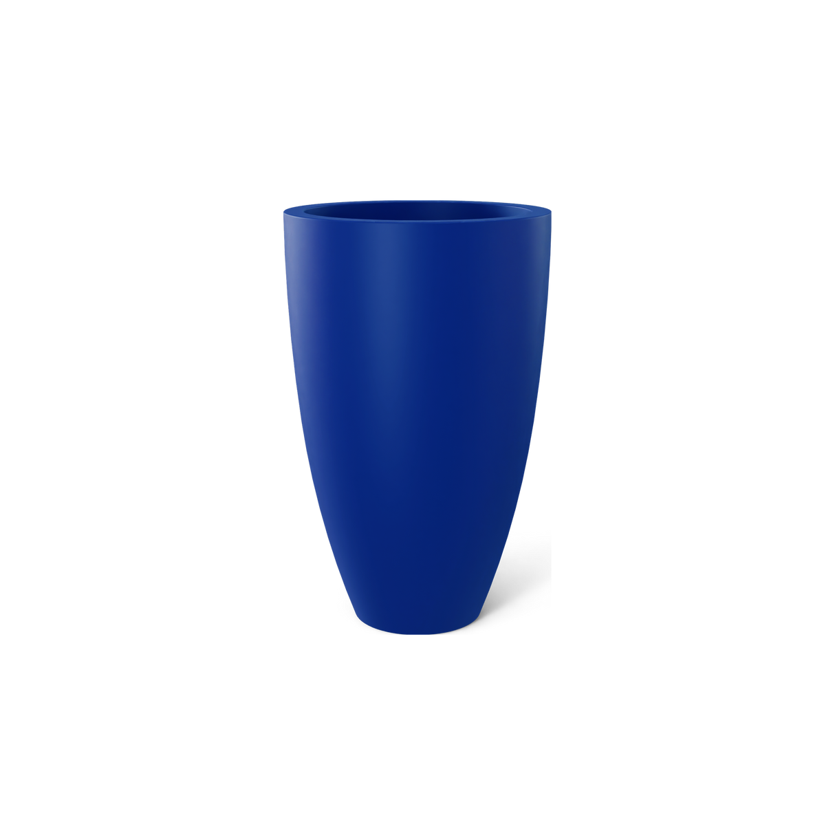 Brannan tapered round fiberglass planter in Matte Cobalt Blue