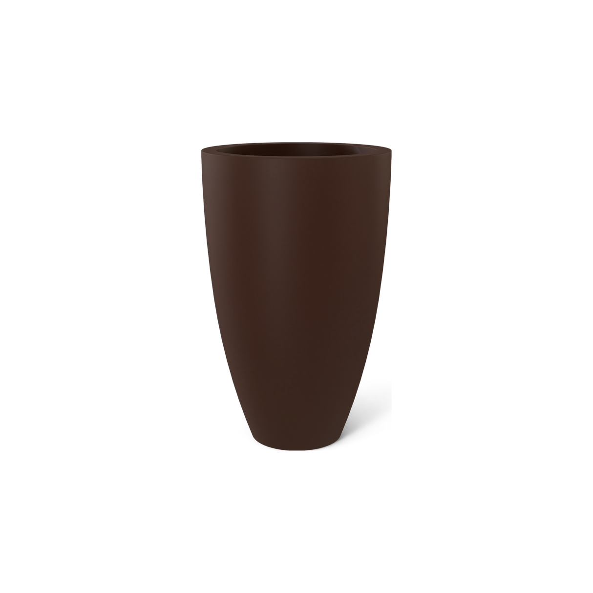 Brannan tapered round fiberglass planter in Matte Dark Brown