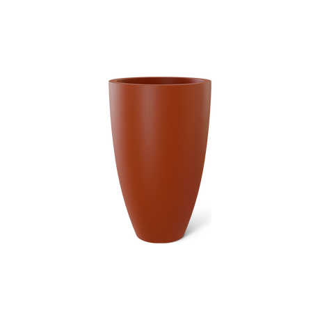 Brannan tapered round fiberglass planter in Matte Terra Cotta