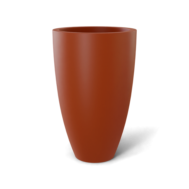 Brannan tapered round fiberglass planter in Matte Terra Cotta, studio render
