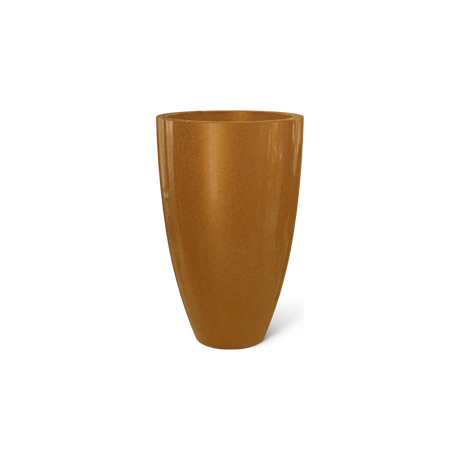 Brannan tapered round fiberglass planter in Metallic Bronze