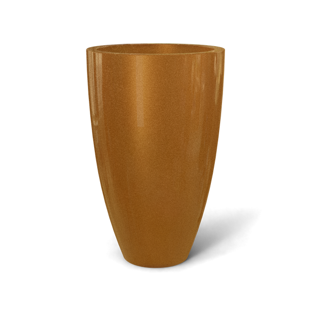 Brannan tapered round fiberglass planter in Metallic Bronze, studio render