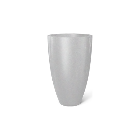 Brannan tapered round fiberglass planter in Metallic Silver