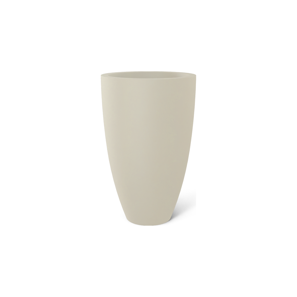 Brannan tapered round fiberglass planter in Satin Beige