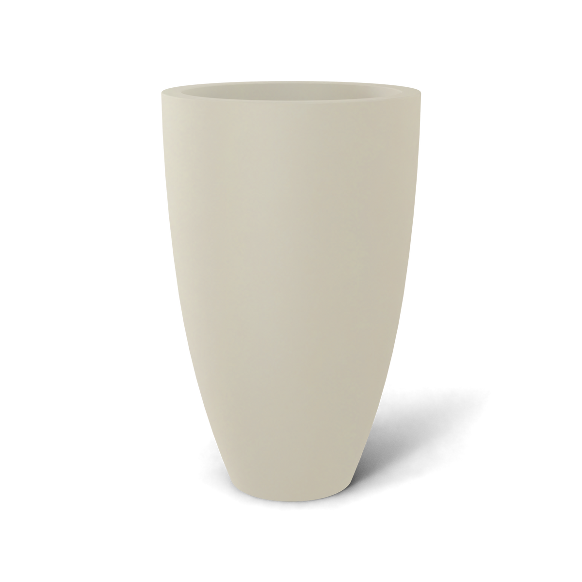 Brannan tapered round fiberglass planter in Satin Beige, studio render