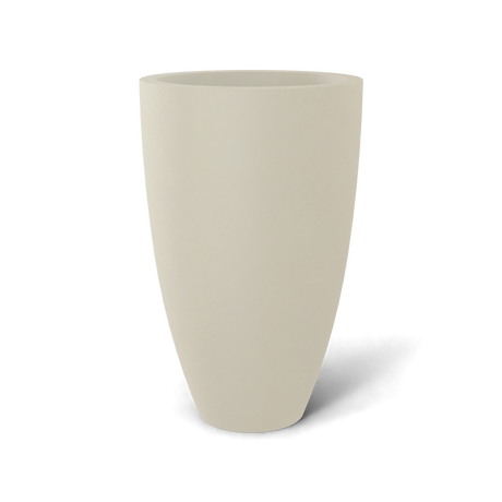 Brannan tapered round fiberglass planter in Satin Beige, studio render