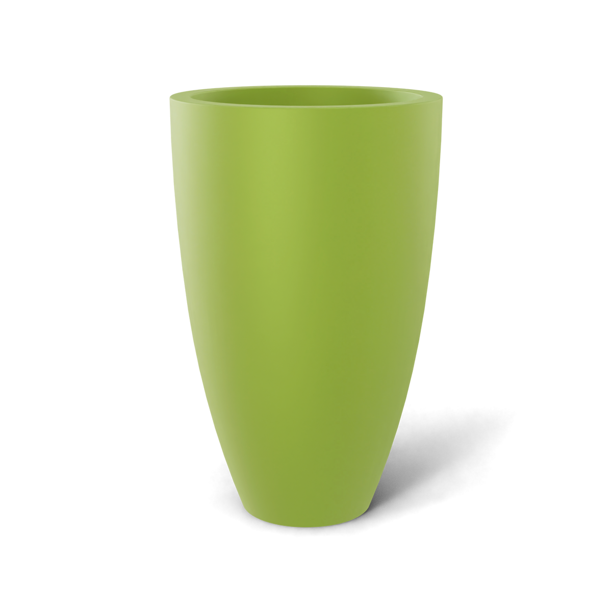 Brannan tapered round fiberglass planter in Satin Green, studio render