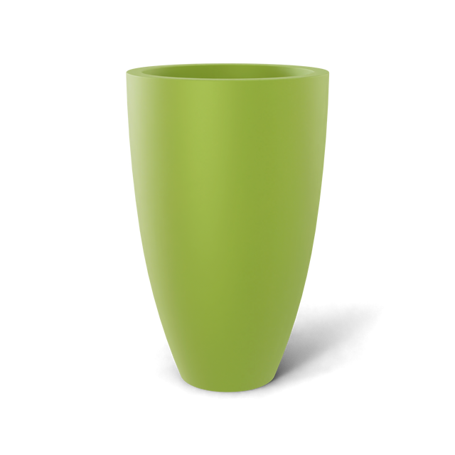Brannan tapered round fiberglass planter in Satin Green, studio render