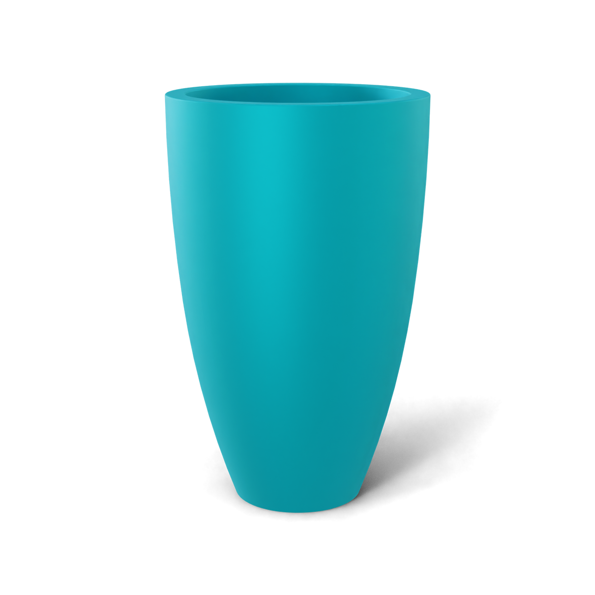 Brannan tapered round fiberglass planter in Satin Seafoam Green, studio render