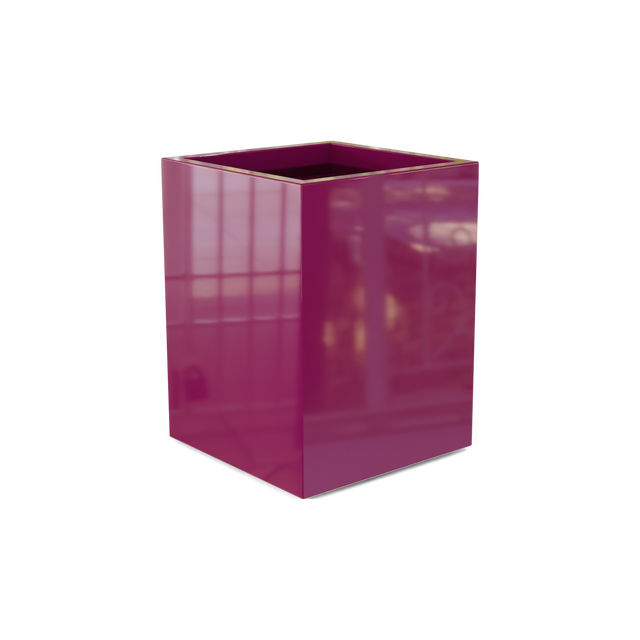 Brisbane corner fiberglass planter in Gloss Eggplant