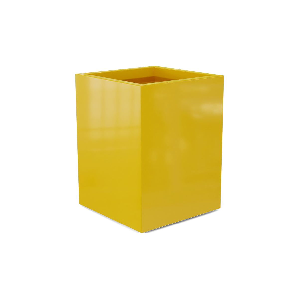 Brisbane corner fiberglass planter in Gloss Saffron