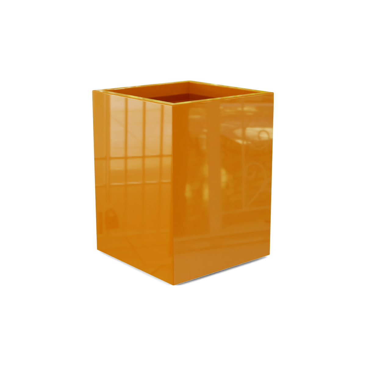 Brisbane corner fiberglass planter in Gloss Tangerine