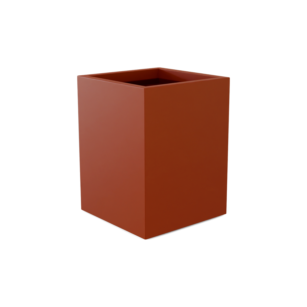 Brisbane corner fiberglass planter in Matte Terra Cotta