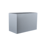 Brisbane rectangular fiberglass planter in Metallic Silver, 60 × 24 × 32 in, studio render