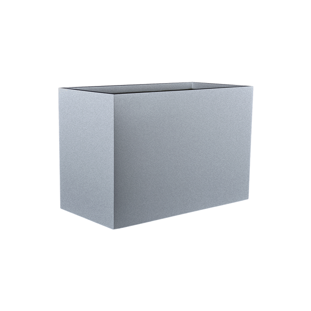 Brisbane rectangular fiberglass planter in Metallic Silver, 60 × 24 × 32 in, studio render
