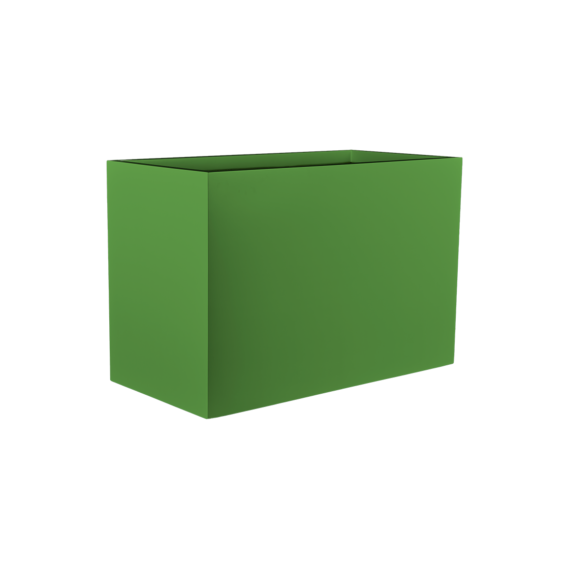 Brisbane rectangular fiberglass planter in Satin Green, 60 × 24 × 32 in, studio render