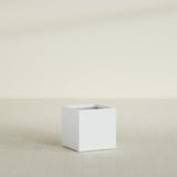 Montroy Cube Planter in Matte Bright White, 24", shown empty