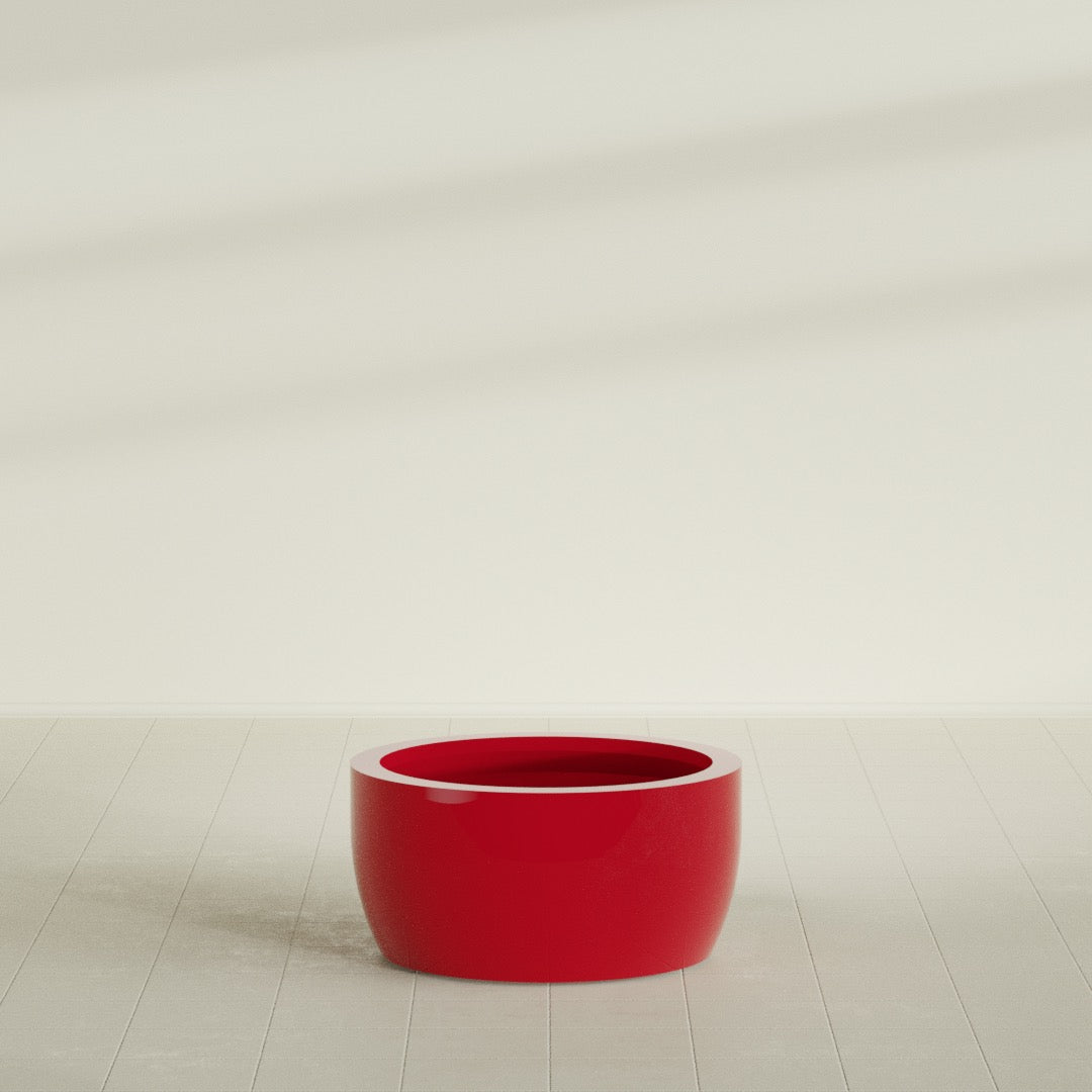 Casablanca Bowl Planter in Gloss Red, 30"D × 15"H, shown empty