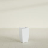 Toulan Tapered Square Planter in Gloss Bright White, 12"W × 22"H, shown empty