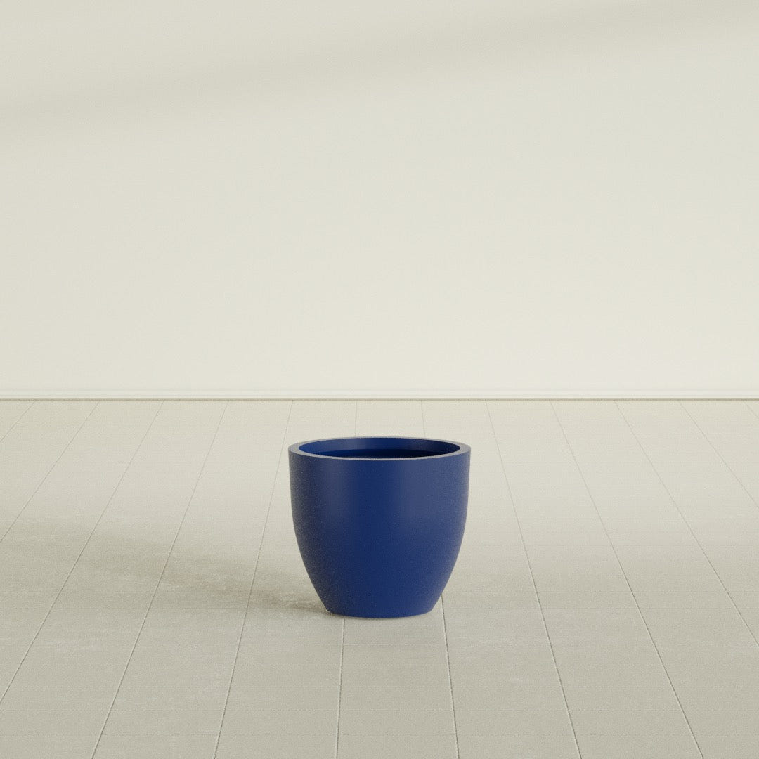 Wannsee Round Planter in Matte Cobalt Blue, 22"D × 19"H, shown empty