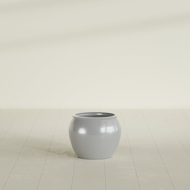 Shanghai Fishbowl Planter in Metallic Silver, 16", shown empty