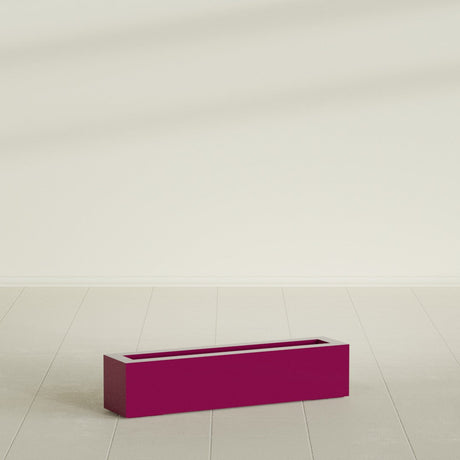 Salon Box Planter in Gloss Eggplant, 36" Long, shown empty
