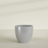 Wannsee Round Planter in Metallic Silver, 44"D × 39"H, shown empty