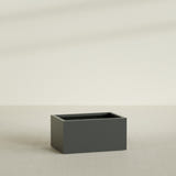 Torino Wide Rectangular Planter in Matte Charcoal, 36"L × 24"D × 18"H, shown empty