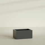 Torino Wide Rectangular Planter in Matte Charcoal, 36"L × 24"D × 18"H, shown empty