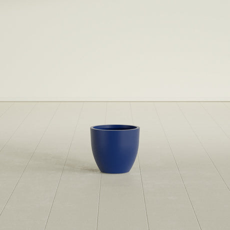 Wannsee Round Planter in Matte Cobalt Blue, 15"D × 13"H, shown empty
