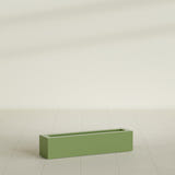 Salon Box Planter in Satin Green, 36" Long, shown empty
