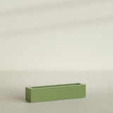 Salon Box Planter in Satin Green, 36" Long, shown empty