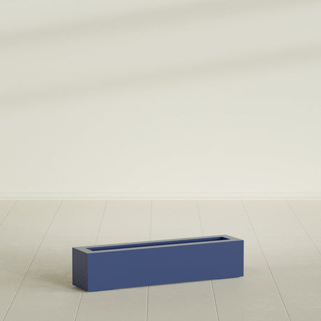 Salon Box Planter in Matte Cobalt Blue, 36" Long, shown empty