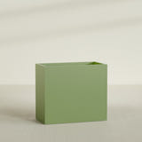 Darwin Rectangular Planter in Satin Green, 48"L × 24"D × 42"H, shown empty