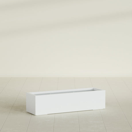 Cuba Low Rectangular Planter in Matte Bright White, 48"L × 14"D × 12"H, shown empty