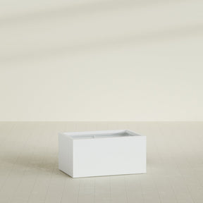 Torino Wide Rectangular Planter in Matte Bright White, 36"L × 24"D × 18"H, shown empty