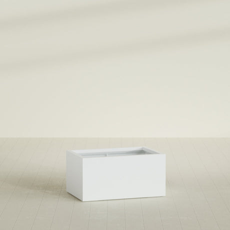 Torino Wide Rectangular Planter in Matte Bright White, 36"L × 24"D × 18"H, shown empty
