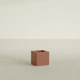 Montroy Cube Planter in Matte Terra Cotta, 12", shown empty