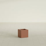 Montroy Cube Planter in Matte Terra Cotta, 12", shown empty